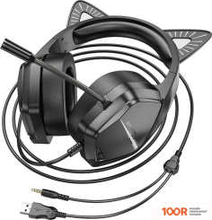 Наушники Borofone PHANTOM CAT BO106 (ЧЕРНЫЙ/РОЗОВЫЙ) (183506)