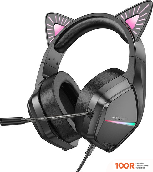 Наушники Borofone PHANTOM CAT BO106 (ЧЕРНЫЙ/РОЗОВЫЙ) (183506)