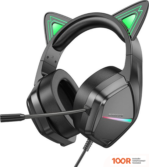 Наушники Borofone ELF CAT BO106 (ЧЕРНЫЙ/ЗЕЛЕНЫЙ) (183488)