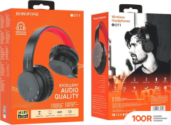 Наушники Borofone BO11 (ЧЕРНЫЙ/КРАСНЫЙ) (183305)