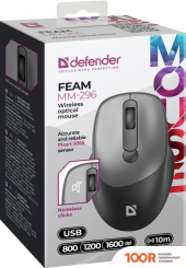 Мышь Defender FEAM MM-296 (ЧЕРНЫЙ/СЕРЫЙ) (175704)