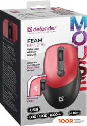 Мышь Defender FEAM MM-296 (ЧЕРНЫЙ/КРАСНЫЙ) (175703)