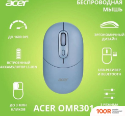 Мышь Acer OMR301 (СИНИЙ) (175249)