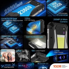 Мобильный телефон Unihertz TANK 3 PRO 18GB/512GB (ЧЕРНЫЙ/СЕРЫЙ) (161313)