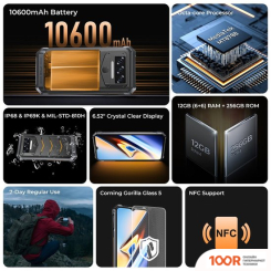 Мобильный телефон Oukitel WP38 6GB/256GB (ЧЕРНЫЙ) (157714)