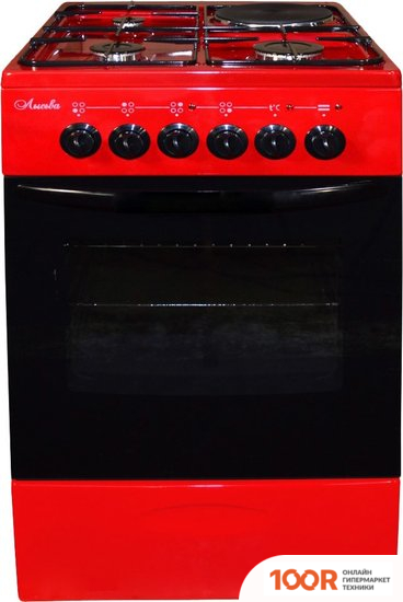 Кухонная плита Лысьва ЭГ 1/3Г01 МС-2У (БЕЗ КРЫШКИ, ВИШНЕВЫЙ) (142322)