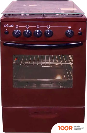 Кухонная плита Лысьва ГП 4К20 МС-2У (КОРИЧНЕВЫЙ, РЕШЕТКА ЧУГУН, СТЕКЛЯННАЯ КРЫШКА) (142317)