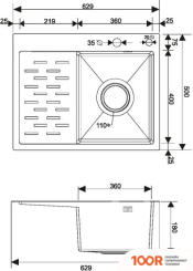 Кухонная мойка РМС MRK-6350BL-R (С ДОЗАТОРОМ) (141258)