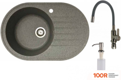 Кухонная мойка БелЭворс RONDO L + СМЕСИТЕЛЬ W74004-9 + ДОЗАТОР L405-1 (СЕРЫЙ/САТИН) (140919)