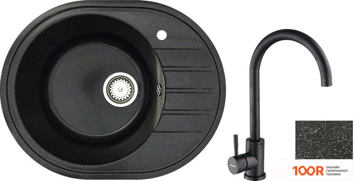 Кухонная мойка БелЭворс NEW LUX L + СМЕСИТЕЛЬ W4998-3-22 (ЧЕРНЫЙ) (140833)