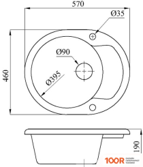 Кухонная мойка БелЭворс LUX L (АНТРАЦИТ) (140719)