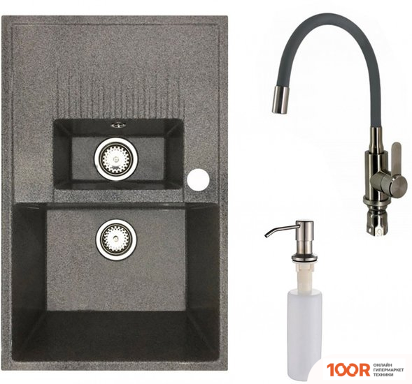 Кухонная мойка БелЭворс FORMA R + СМЕСИТЕЛЬ W74004-9 + ДОЗАТОР L405-1 (СЕРЫЙ/САТИН) (140718)