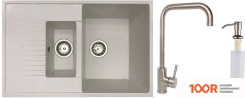 Кухонная мойка БелЭворс FORMA R + СМЕСИТЕЛЬ W4998-4 + ДОЗАТОР L405-1 (БЕЛЫЙ) (140711)
