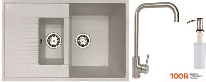 Кухонная мойка БелЭворс FORMA R + СМЕСИТЕЛЬ W4998-4 + ДОЗАТОР L405-1 (БЕЛЫЙ) (140711)