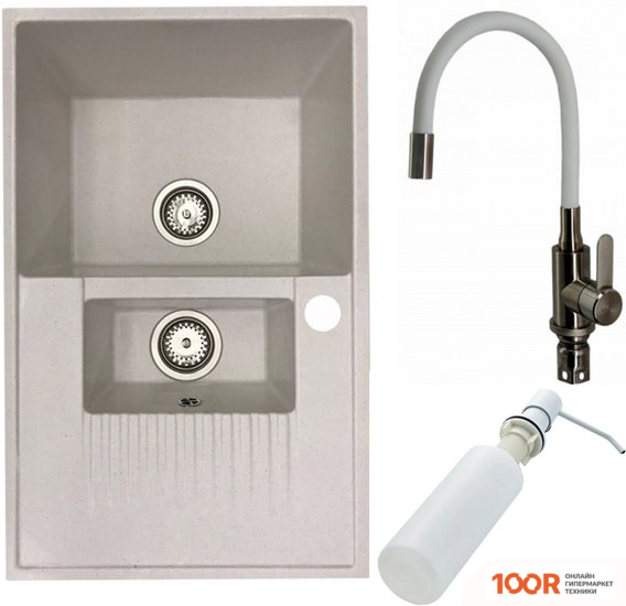 Кухонная мойка БелЭворс FORMA L + СМЕСИТЕЛЬ W74004-3 + ДОЗАТОР L405H (БЕЛЫЙ) (140691)