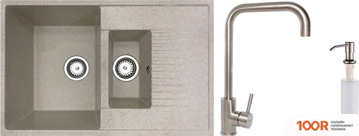 Кухонная мойка БелЭворс FORMA L + СМЕСИТЕЛЬ W4998-4 + ДОЗАТОР L405-1 (БЕЖЕВЫЙ) (140688)