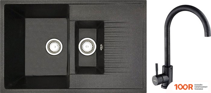 Кухонная мойка БелЭворс FORMA L + СМЕСИТЕЛЬ W4998-3-22 (ЧЕРНЫЙ) (140687)