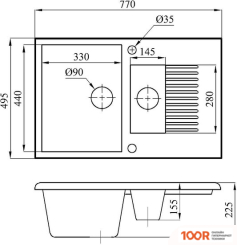 Кухонная мойка БелЭворс FORMA L (ЧЕРНЫЙ, БЕЗ СИФОНА) (140686)