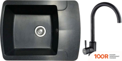 Кухонная мойка БелЭворс FLEXI L + СМЕСИТЕЛЬ W4998-3-22 (ЧЕРНЫЙ) (140651)