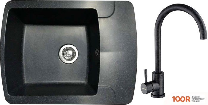 Кухонная мойка БелЭворс FLEXI L + СМЕСИТЕЛЬ W4998-3-22 (ЧЕРНЫЙ) (140651)