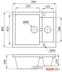 Кухонная мойка БелЭворс DUET R (АНТРАЦИТ, БЕЗ СИФОНА) (140625)