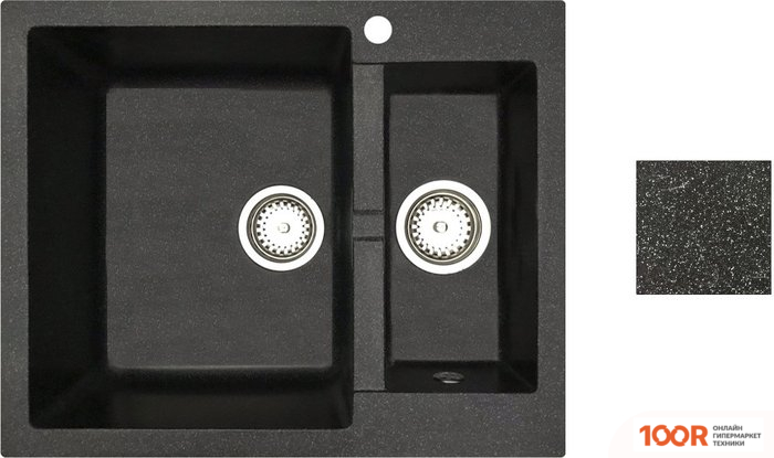 Кухонная мойка БелЭворс DUET L (ЧЕРНЫЙ, БЕЗ СИФОНА) (140624)