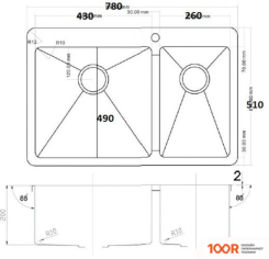 Кухонная мойка ZorG ZL R-780-2-510 L (140305)
