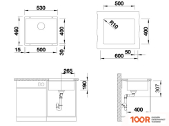 Кухонная мойка ZorG SUBLINE 50 (ЧЕРНЫЙ ОПАЛ) (140250)
