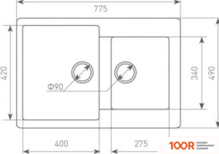 Кухонная мойка Zigmund & Shtain RECHTECK 400.275 (ЧЕРНЫЙ БАЗАЛЬТ) (140046)