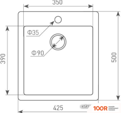 Кухонная мойка Zigmund & Shtain PLATZ 425 (ЧЕРНЫЙ БАЗАЛЬТ) (140021)