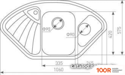 Кухонная мойка Zigmund & Shtain ECKIG 1000.2 (ТЕМНАЯ СКАЛА) (139928)