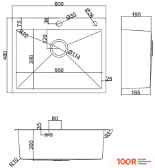 Кухонная мойка Zepein ZP 60Х48 (НЕРЖАВЕЮЩАЯ СТАЛЬ) (139779)