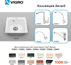 Кухонная мойка Vigro VIGRONIT VG201 (БЕЛЫЙ) (139293)