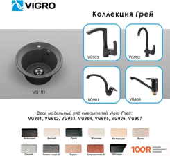 Кухонная мойка Vigro VIGRONIT VG101 (ГРЕЙ) (139235)