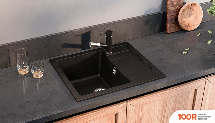 Кухонная мойка Ulgran U-607 (УЛЬТРА-ЧЕРНЫЙ) (139193)