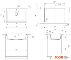 Кухонная мойка Ulgran U-600 (344 УЛЬТРА-ЧЕРНЫЙ) (139169)