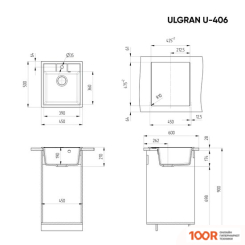 Кухонная мойка Ulgran U-406 (УЛЬТРА-ЧЕРНЫЙ) (139130)