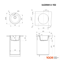 Кухонная мойка Ulgran U-102 (УЛЬТРА-БЕЛЫЙ) (139063)