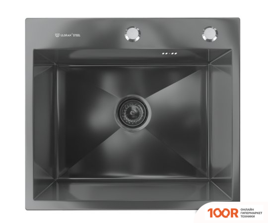Кухонная мойка Ulgran STEEL 50X45 (ЧЕРНАЯ БРАШИРОВАННАЯ СТАЛЬ) (139050)