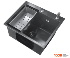 Кухонная мойка Ulgran STEEL 50X45 (ЧЕРНАЯ БРАШИРОВАННАЯ СТАЛЬ) (139050)