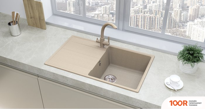 Кухонная мойка Ulgran QUARTZ PRIMA 850 (УГОЛЬ) (139046)