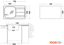 Кухонная мойка Ukinox СПЕКТР SPM788.480-GT6K-O (138865)
