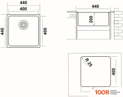 Кухонная мойка Ukinox ЛОФТ LOB400.400-GT10P (138852)