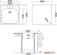 Кухонная мойка Ukinox КЛАССИКА CLM480.480 ----4K 0C- (С СИФОНОМ) (138803)