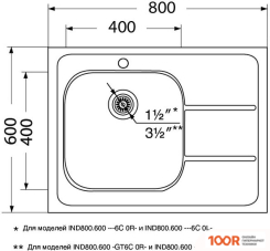 Кухонная мойка Ukinox ИННОВА IND800.600-6C 0R (138794)