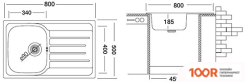 Кухонная мойка Ukinox ГРАНД GRP800.500 --GT8K 1R- (С СИФОНОМ) (138784)