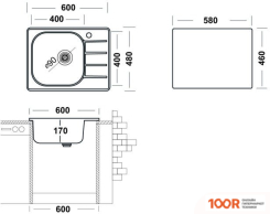 Кухонная мойка Ukinox ГРАНД GRM600.480 GT6K 1R (138763)
