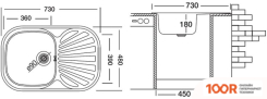 Кухонная мойка Ukinox ГАЛАНТ GAL730.480 GT8K 1R (138720)