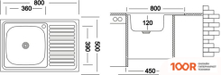 Кухонная мойка Ukinox STD800.500 5C 0R (138706)