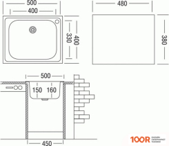 Кухонная мойка Ukinox CLM500.400 ---T5C 1C- (С СИФОНОМ) (138675)